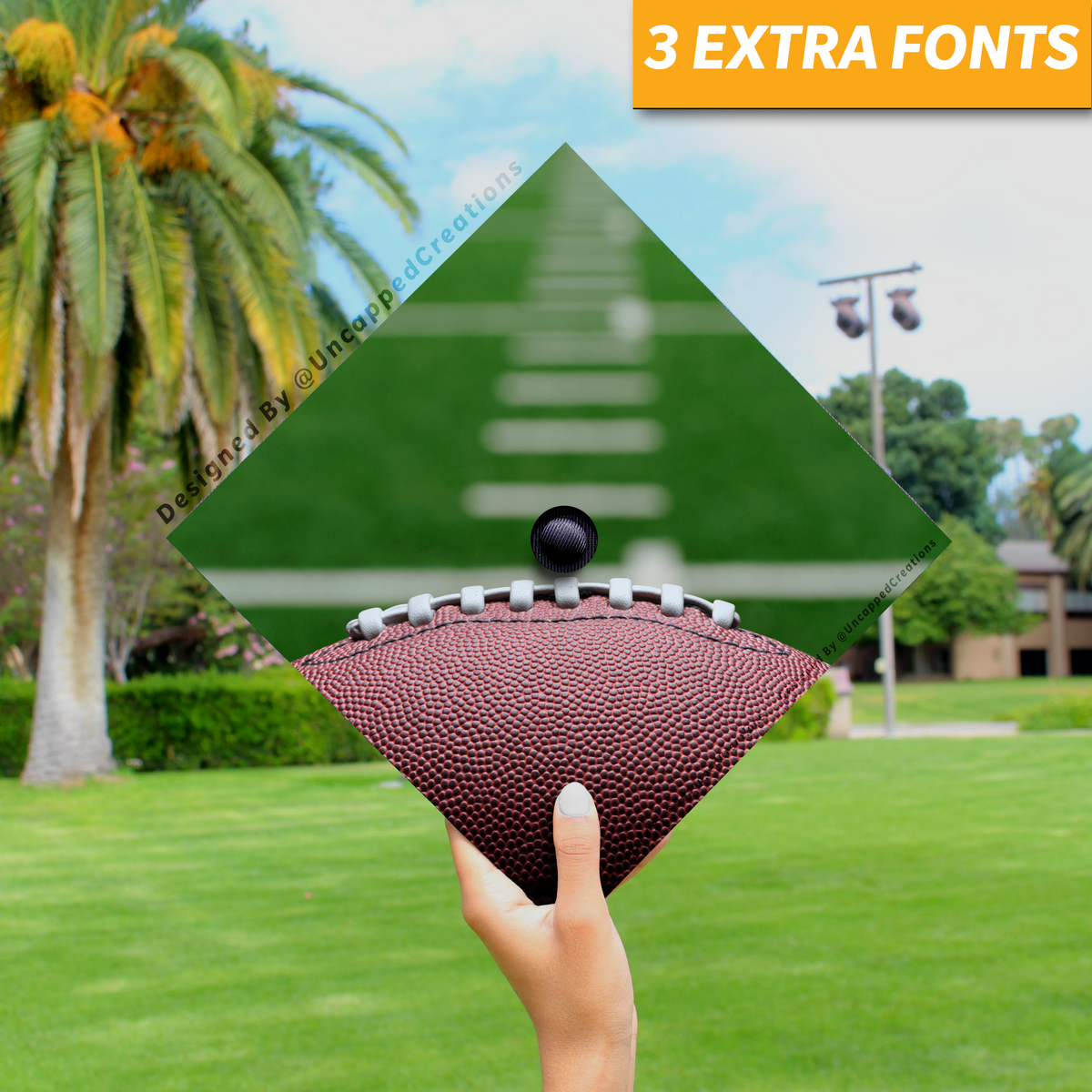 Football Grad Cap - PRINTED Topper – Uncapped Creations