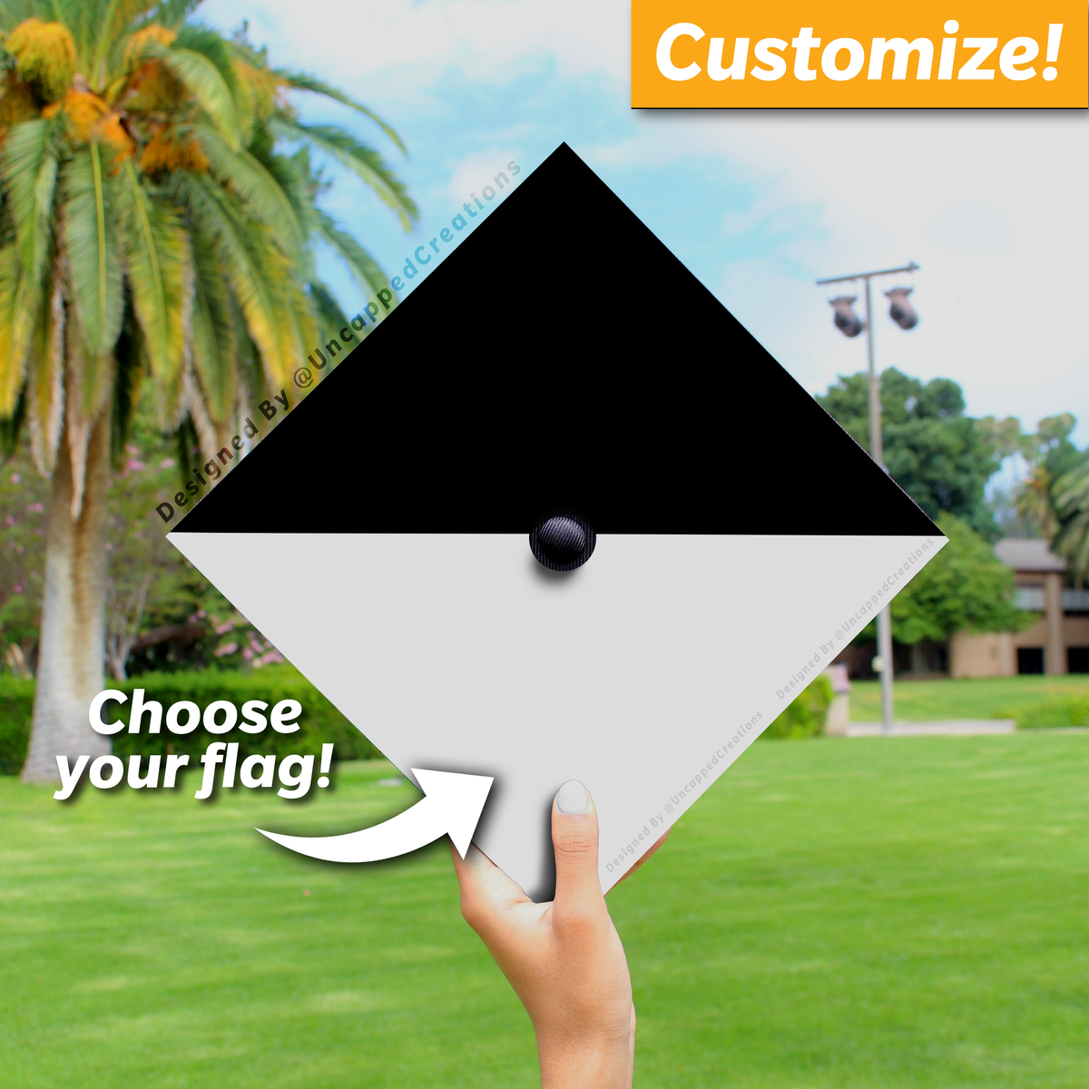 CUSTOM Flag Grad Cap - PRINTED Topper – Uncapped Creations