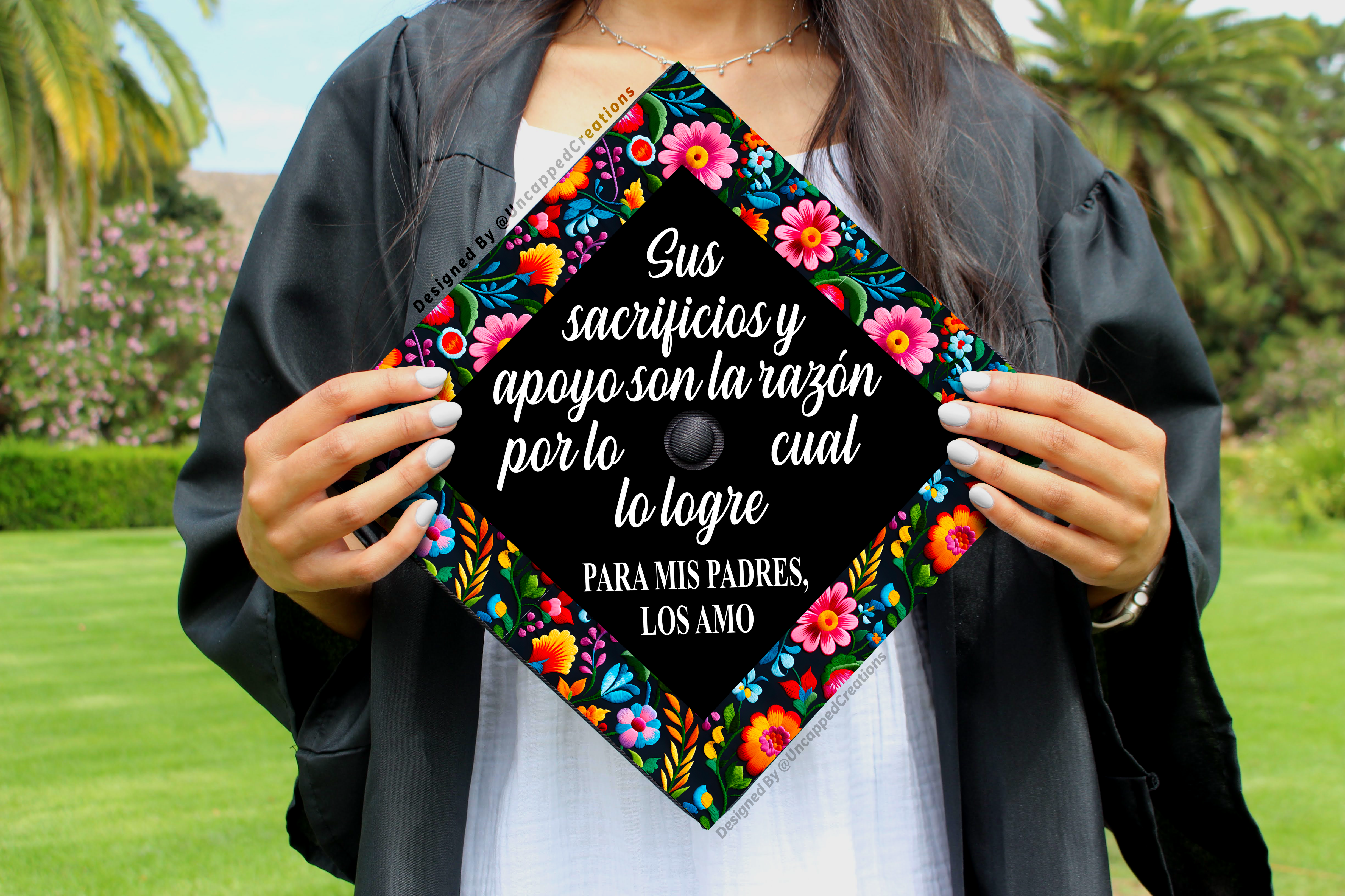 Mexican Embroidery Grad Cap - PRINTED Topper Uncapped Creations Mexican Embroidery Grad Cap - PRINTED Topper Uncapped Creations
