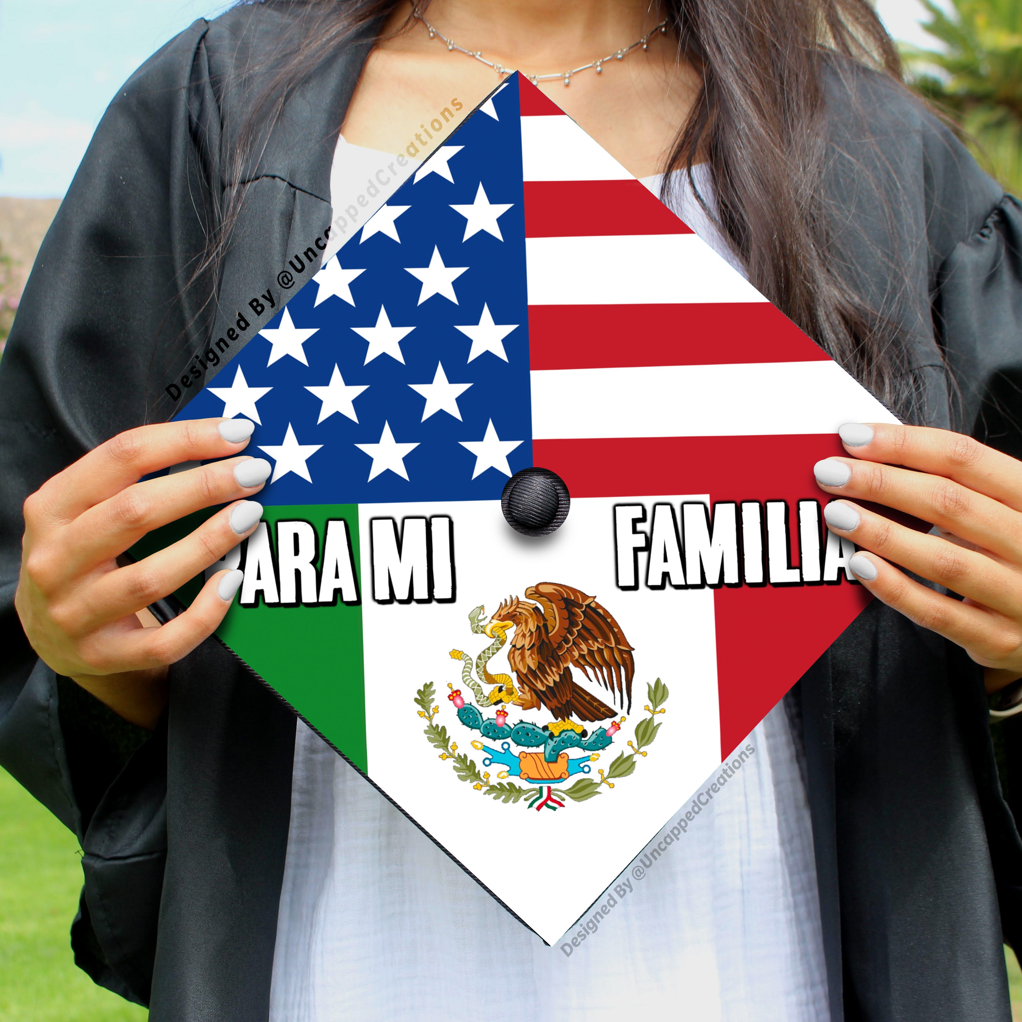 Mexican American Grad Cap - PRINTED Topper