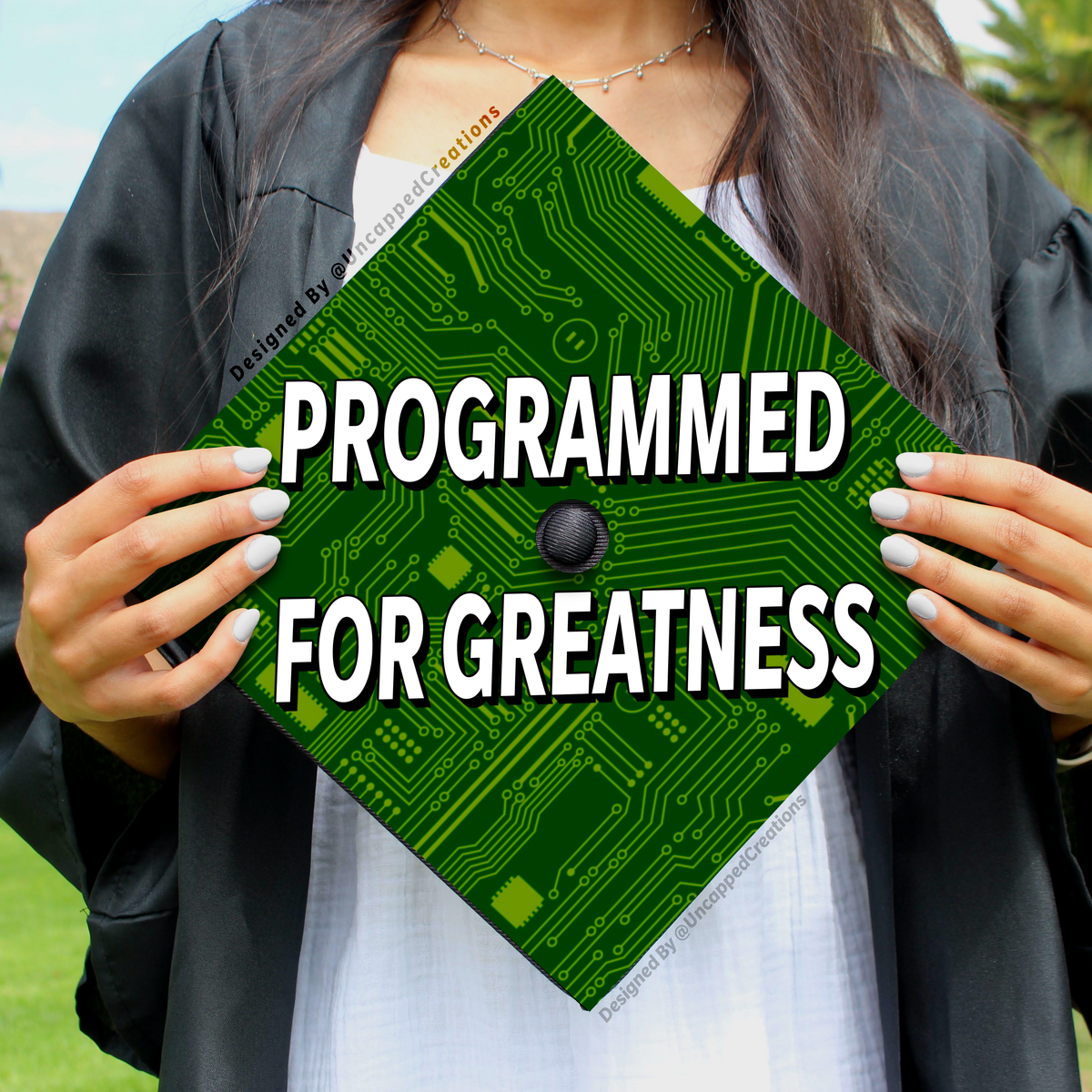 Computer Science Theme Grad Cap Computer Grad Cap - PRINTED Topper – Uncapped Creations