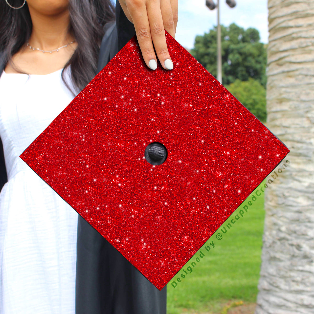 RED GLITTER Grad Cap Topper – Uncapped Creations